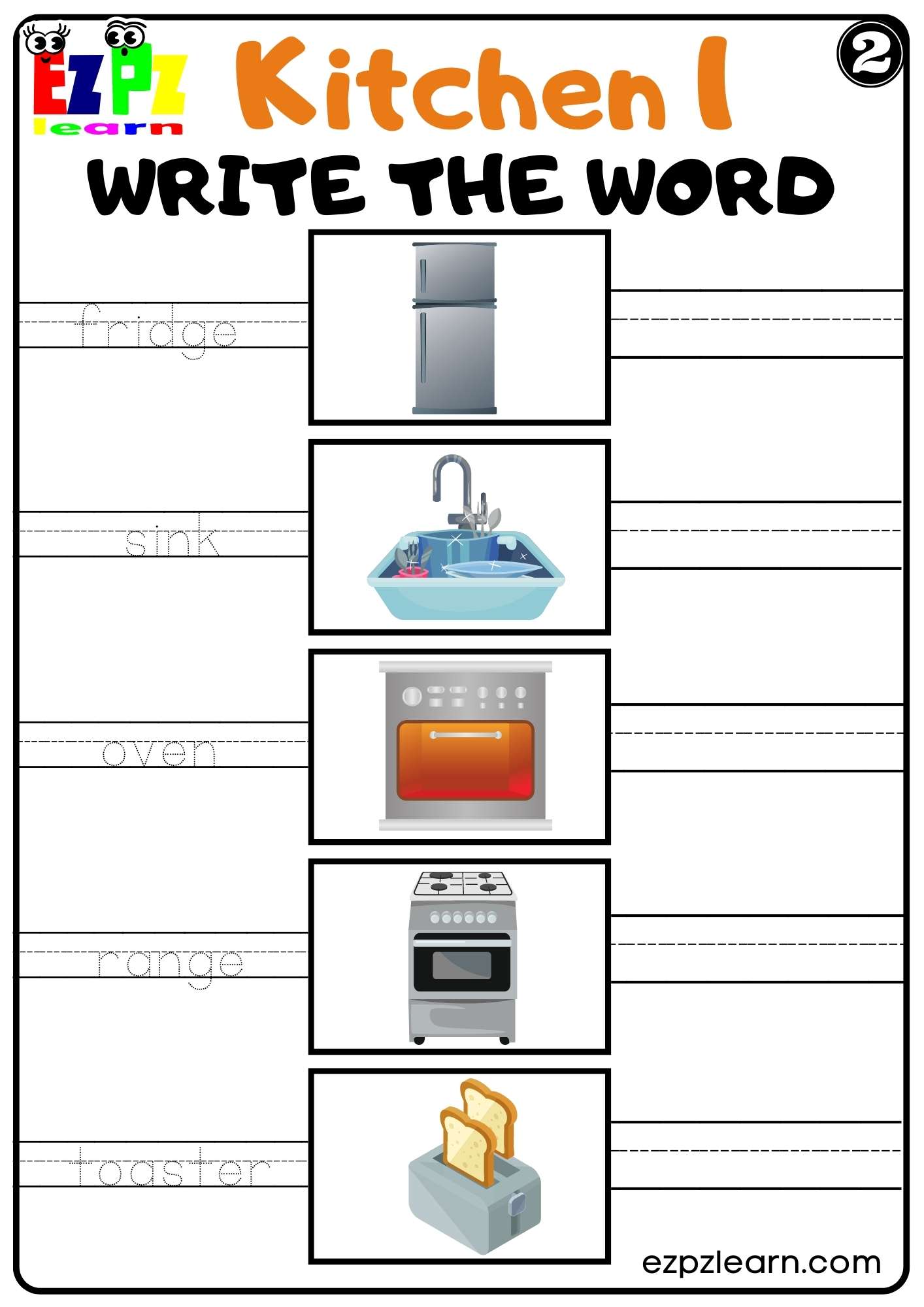 Kitchen Appliances Write The Word Worksheet For Homeschool And ESL PDF ...